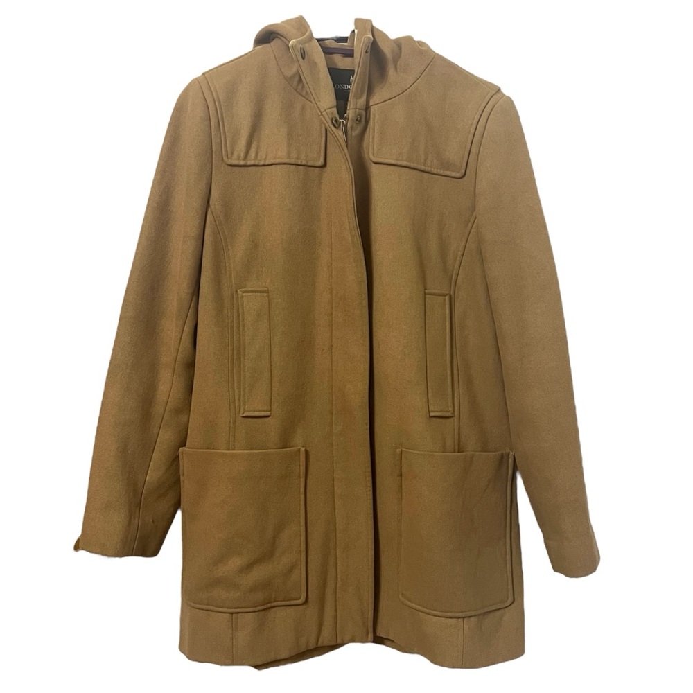 LONDON FOG Wool Blend Tan Hooded Jacket Size M